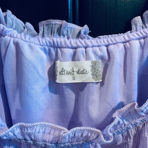 Altard State Bows Above Lavender Purple Ruffle Tie Shoulder Tiered Dress | Small - Picture 6 of 7